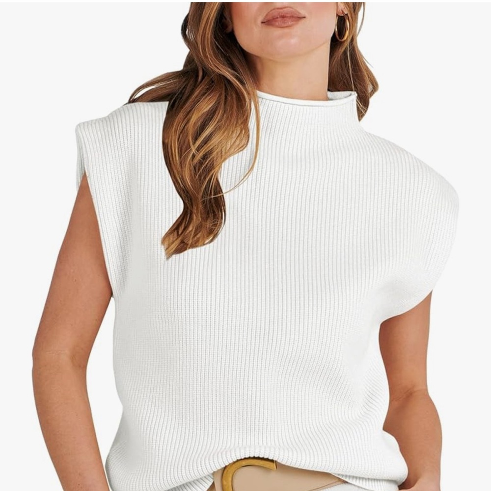 Mock neck sleeveless sweaters